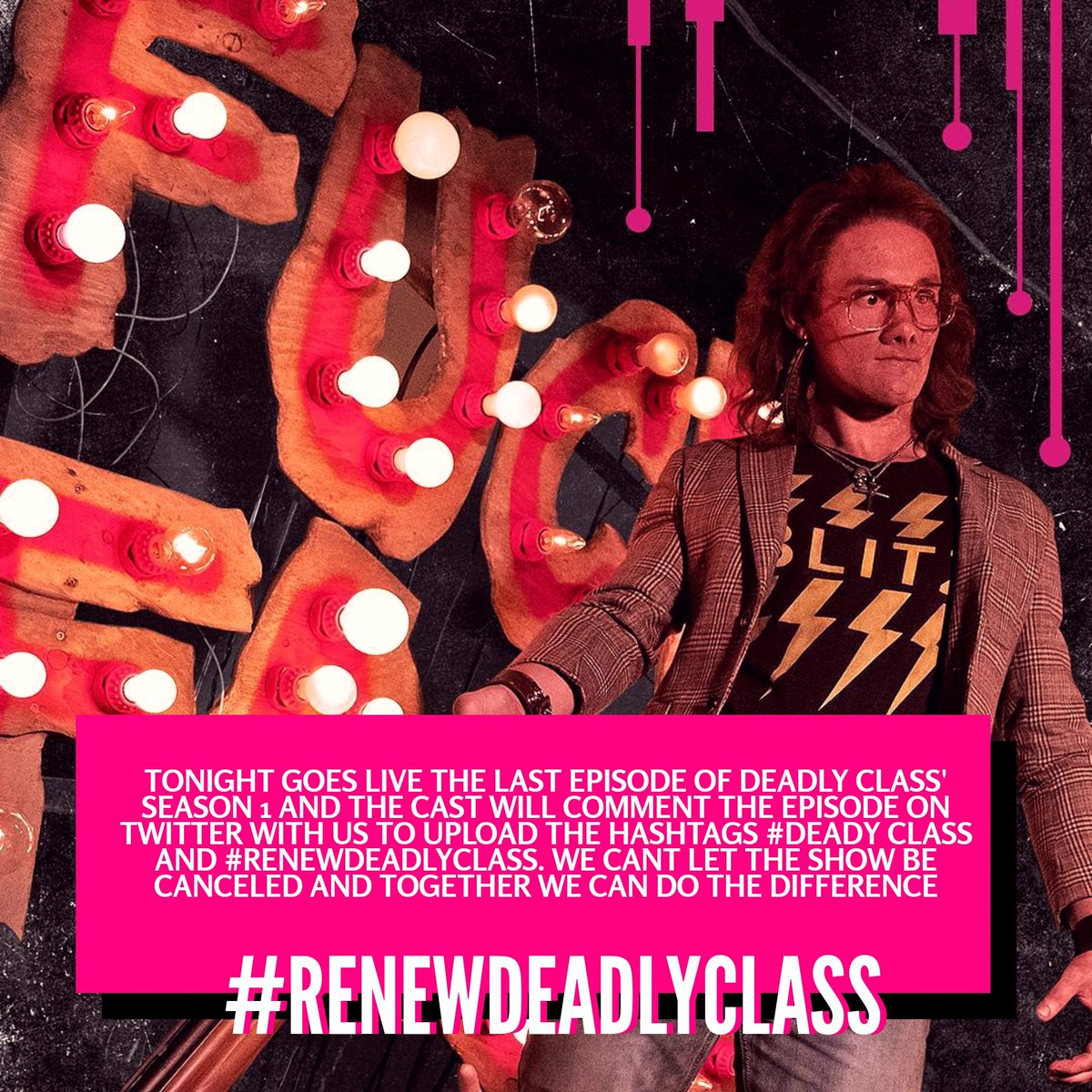 BrDeadlyClass's tweet photo. USE THE HASHTAG, USE A LOT!!!

Deadly Class needs to be renewed and we need your help! ☠️

#RenewDeadlyClass #savedeadlyclass #DeadlyClass #watchdeadlyclass https://t.co/F26R1jy3SZ
