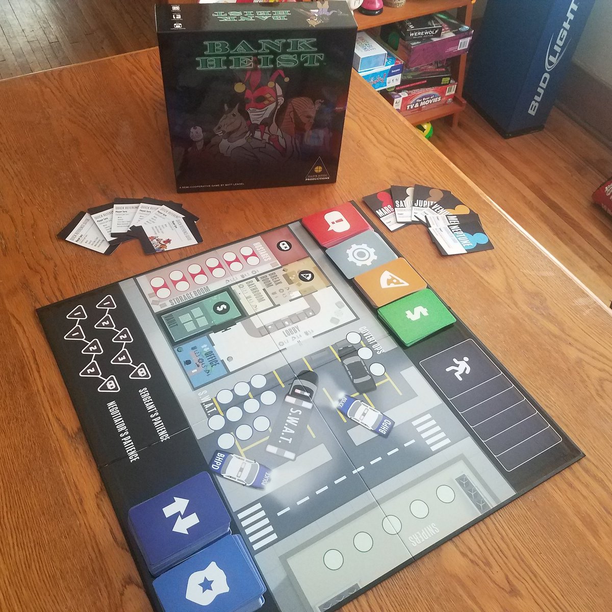 Dads_Attic's tweet photo. Our first printed proto-type has arrived! The final art is still being worked on but this is a big step towards placing this fun new game in front of more playtesters, reviewers, and our fans! Be one of the first to try it out this weekend at the Great Plains Gaming Festival! https://t.co/17bfRANrJN