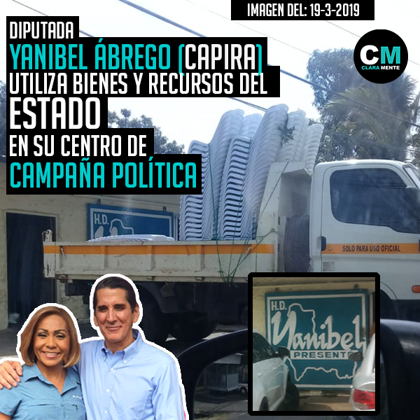 La diputada presidenta de la Asamblea Nacional, @yanibel_abrego , utiliza bienes del estado (vehículos) plenamente identificados como tal en su centro de CAMPAÑA POLÍTICA en Capira. Actividad penada por las autoridades. ¿Ley igual para todos? #COMPARTE