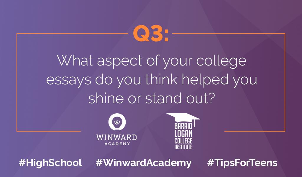 Next, our 3rd question was submitted by the #HighSchool students at <a href="/blci/">Barrio Logan College Institute 🎓</a>. #WinwardAcademy #TipsForTeens