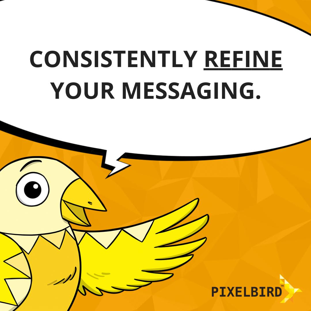 pixelbirdcomau's tweet photo. #MARKETINGTIP >>> Consistently refine your messaging.

How can you achieve this?

By testing.

#Pixelbird #InboundMarketing https://t.co/TQ27h0FGVC