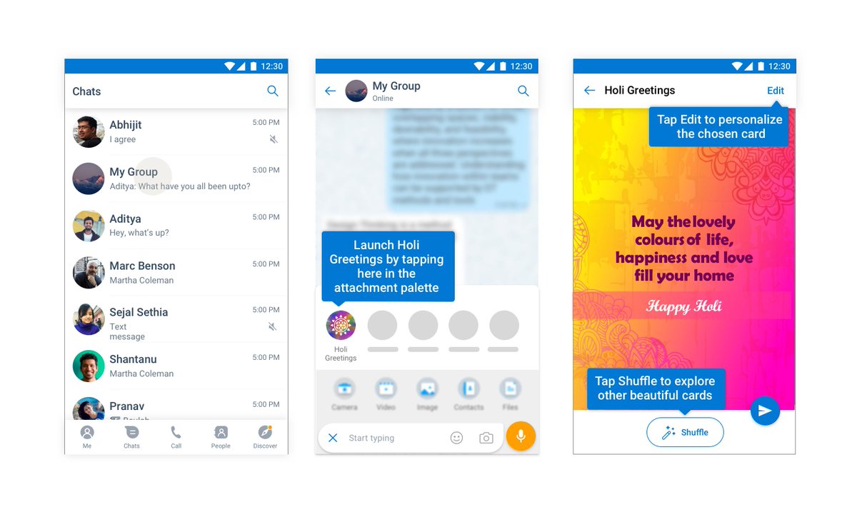 MicrosoftIndia's tweet photo. We wish you a very #HappyHoli! Create personalized Holi greetings for your loved ones with Holi cards on #MicrosoftKaizala. Download today 
Apple app store -https://t.co/WfTbqo5Kfl 
Google play - https://t.co/GyYI2ACmnE https://t.co/1earcAmuIy