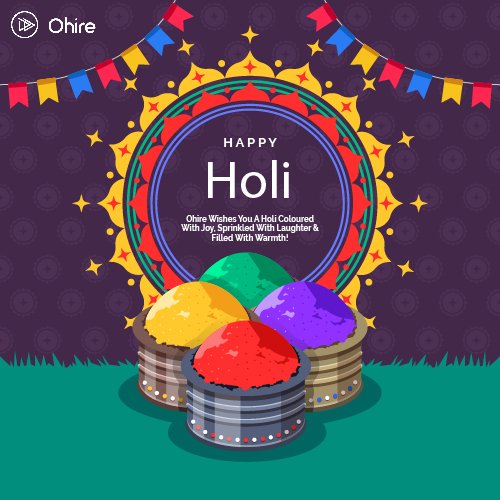 OhireApp's tweet photo. Ohire Wishes You A Holi Coloured With Joy, Sprinkled With Laughter &amp; Filled With Warmth!
Happy Holi!

#HappyHoli #ColorCelebration #Enjoyalot #IndianFestival https://t.co/AREEgQ1ku2