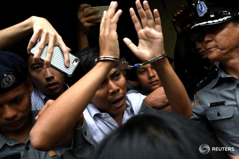 Reuters's tweet photo. Two @Reuters journalists have been imprisoned in Myanmar since Dec. 12, 2017. See our full coverage: https://t.co/g6YC7S06Mi https://t.co/7cu64FlEo4