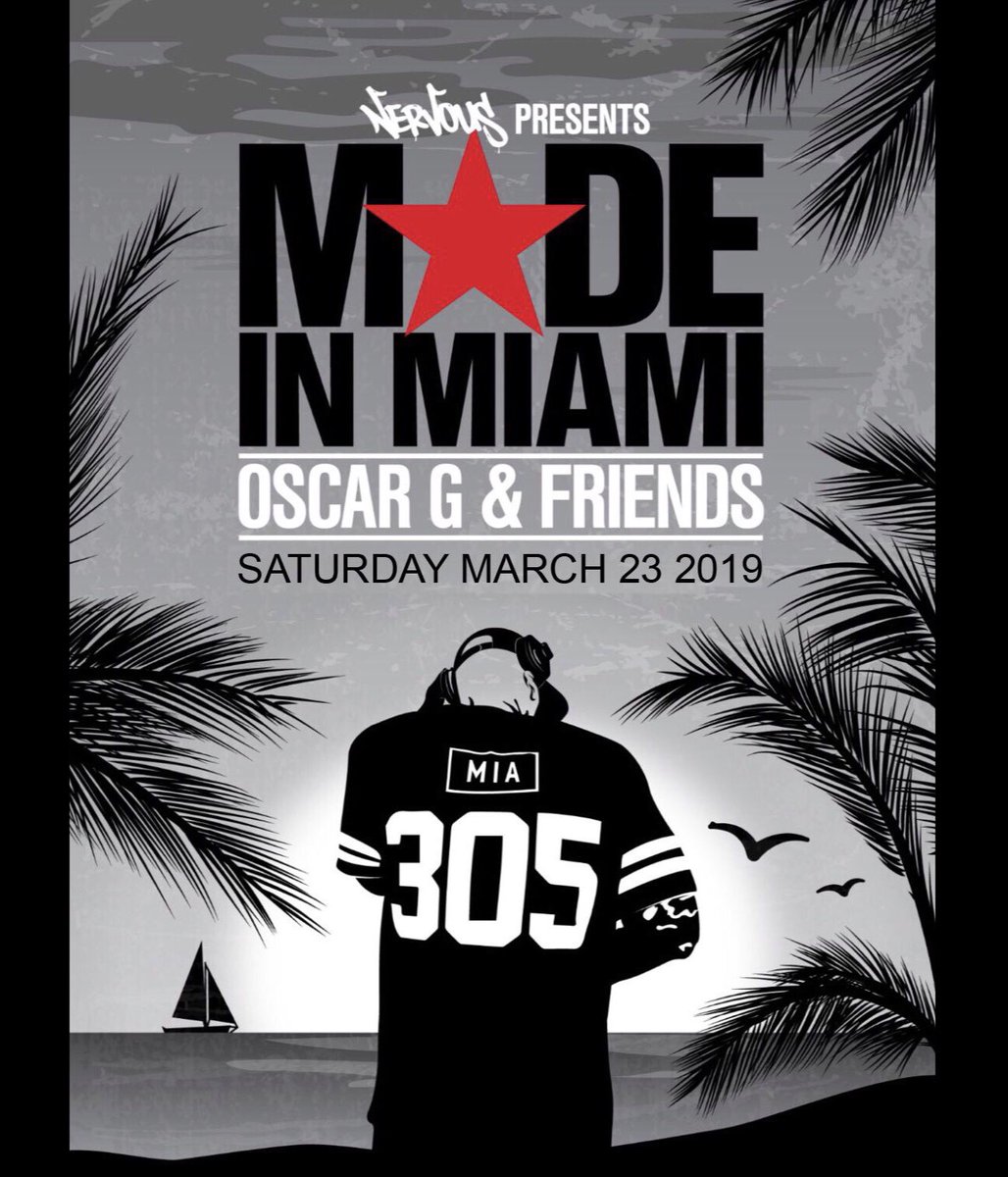 who’s ready?!?!?

_🌴 Made In Miami 🌴_

Saturday March 23
Surfcomber Hotel
noon - 11pm

Oscar G
Cocodrills
Jesse Perez
Ralph Falcon
Arthur Baker
Lazaro Casanova
George Acosta
Roland

and special Miami bomb set by
legendary 305 pioneer:
DJ Laz!

info/tix:
miamimusicpartners.com/events/made-in…