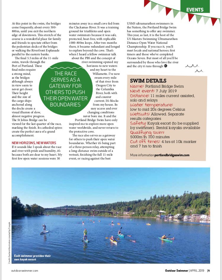 OregonMasters's tweet image. The Portland Bridge Swim is featured in the Outdoor Swimmer magazine.