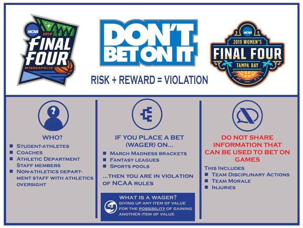 Hey <a href="/UISAthletics/">#WeAreStars</a> student-athletes and staff (in and over athletics), please remember you cannot place any bets on your brackets!