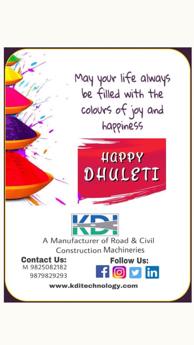 TechnologyKdi's tweet photo. Wishing you happy Dhuleti to all of you from KDI family https://t.co/7bLEkAxwMc