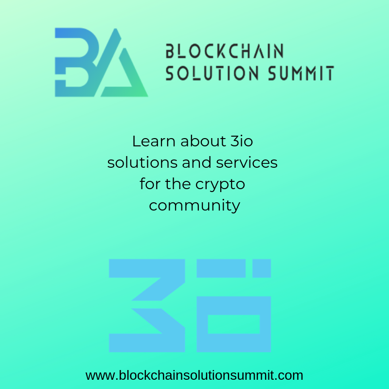bcssummit's tweet photo. 3IO offers state of the art services for any crypto or blockchain company trying to reach their goals. Join us April 11, 2019 at Blockchain Solution Summit to discover  the opportunities with 3io. #blockchain #media #marketing #crypto #decentralized https://t.co/ltYv90dGac https://t.co/g2HHd00ff6