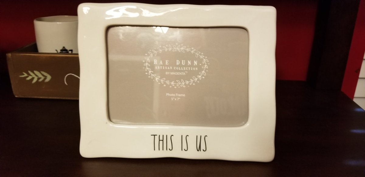 Charlestonion's tweet photo. My wife brought home a #RaeDunn picture frame today. It says "This is Us" so I put a #ThisIsUs family picture in there. Let's see how long it takes before she notices @NBCThisisUs https://t.co/nttMp2J2Yv