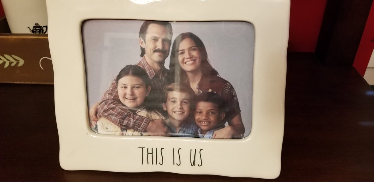 My wife brought home a #RaeDunn picture frame today. It says "This is Us" so I put a #ThisIsUs family picture in there. Let's see how long it takes before she notices <a href="/NBCThisisUs/">This Is Us</a>