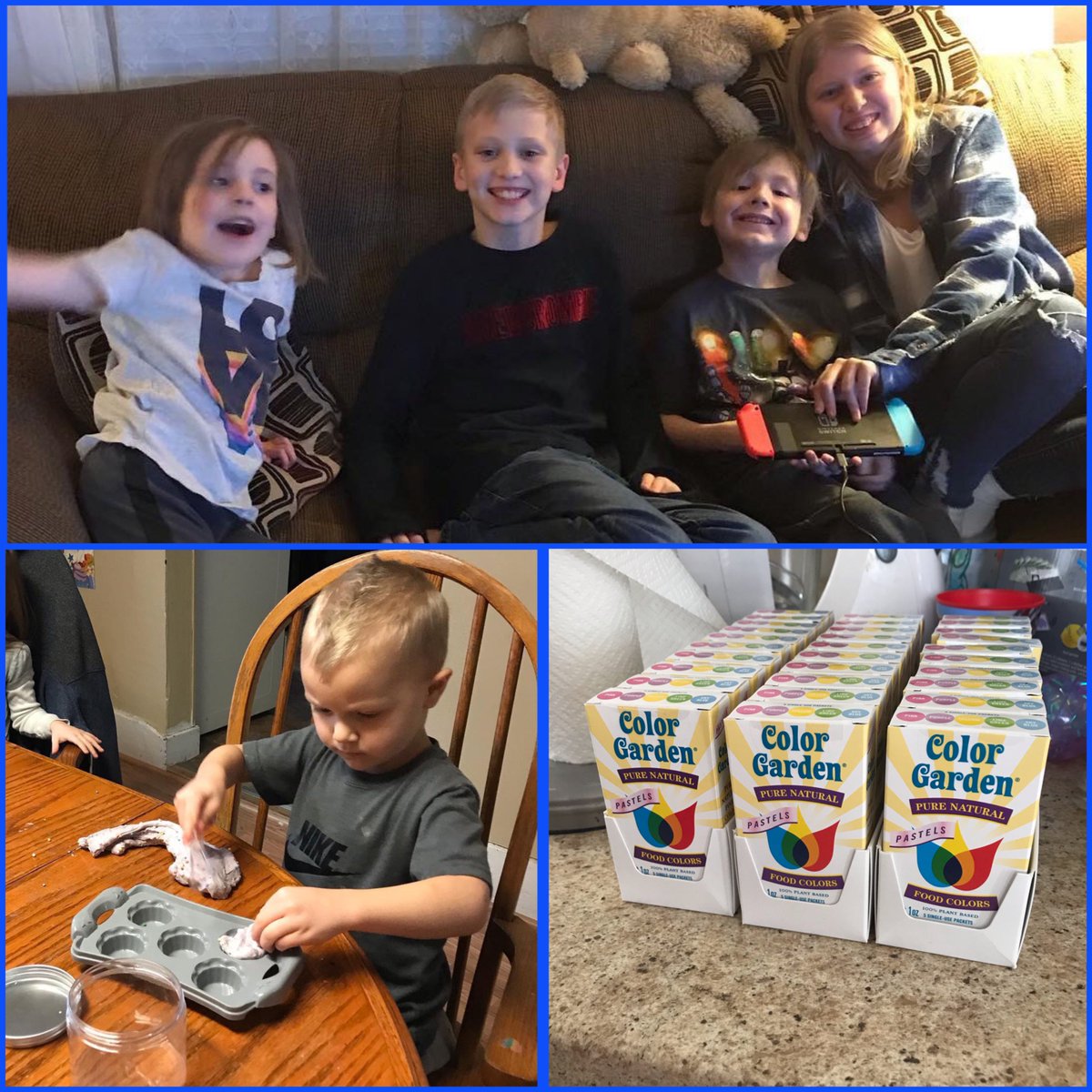 ellobodelacity's tweet photo. "We let the kids make slime and dye it using @colorgardendyes food coloring! They had a blast and it worked so well!" Thanks for the super cute photos, Danielle J.! https://t.co/yzjcWp2fk1
