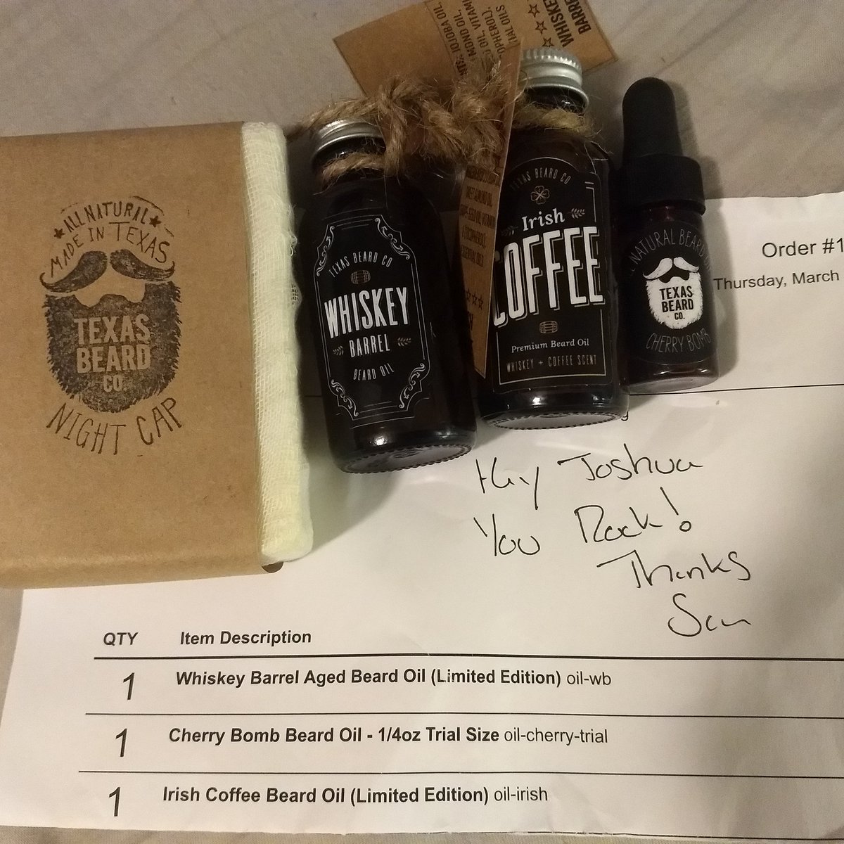 JHuntermage's tweet image. Just got my new order today, really excited for the new scents. I've been waiting to try these oils for a while. The personalised note was a great touch. And used code Insanity for 15% off which always helps.