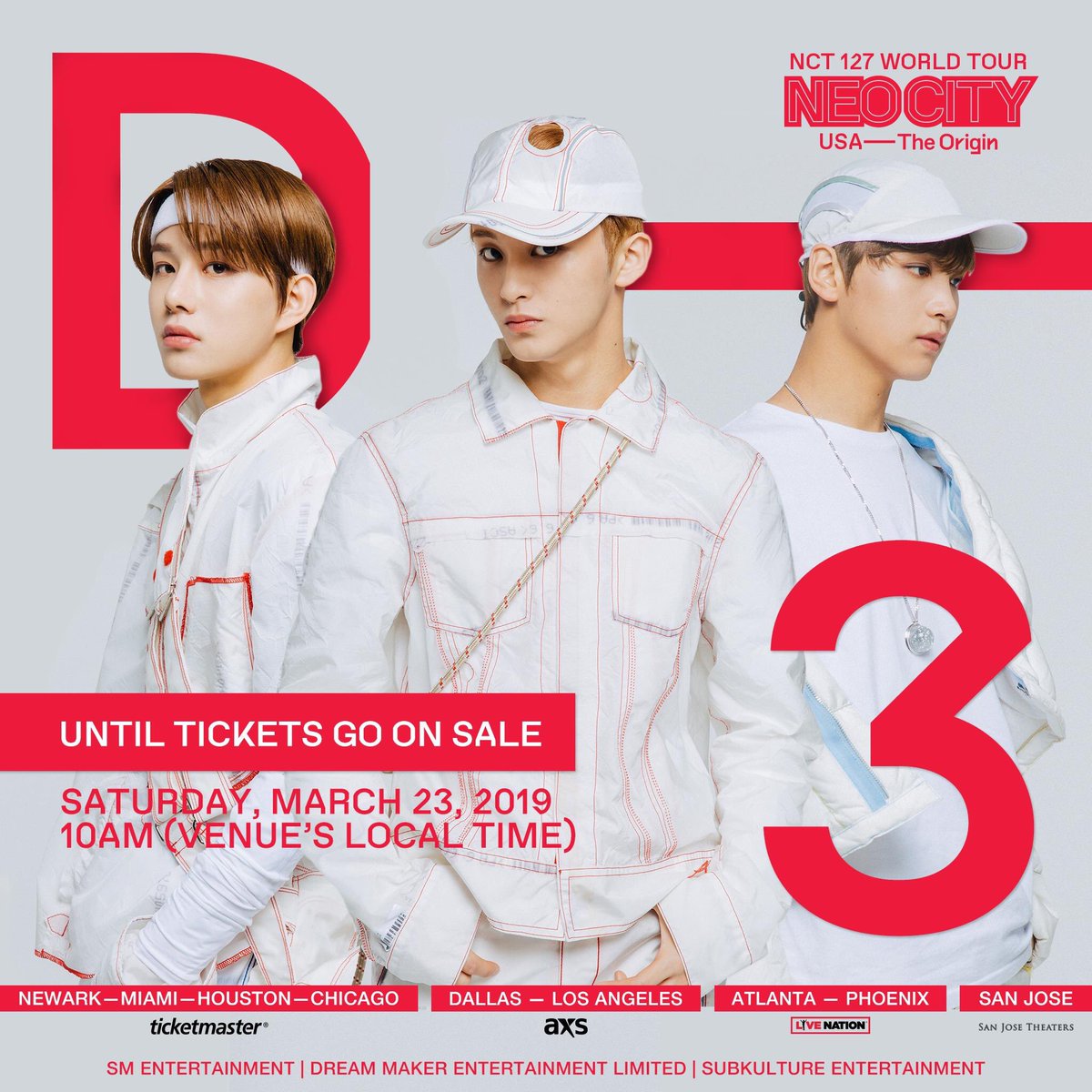 SFKpopFans's tweet photo. NCT127 NEO CITY USA - The Origin goes on sale 3/23 @ 10 AM local venue time! There are only 3 days left! 

Tickets 🎫: Tickets: https://t.co/3FaSzhxqJv

RSVP: https://t.co/HYg1tDDsJ8

#NCT127 #NCT127INUSA #NCT127INMIA https://t.co/QGCt88UVBu