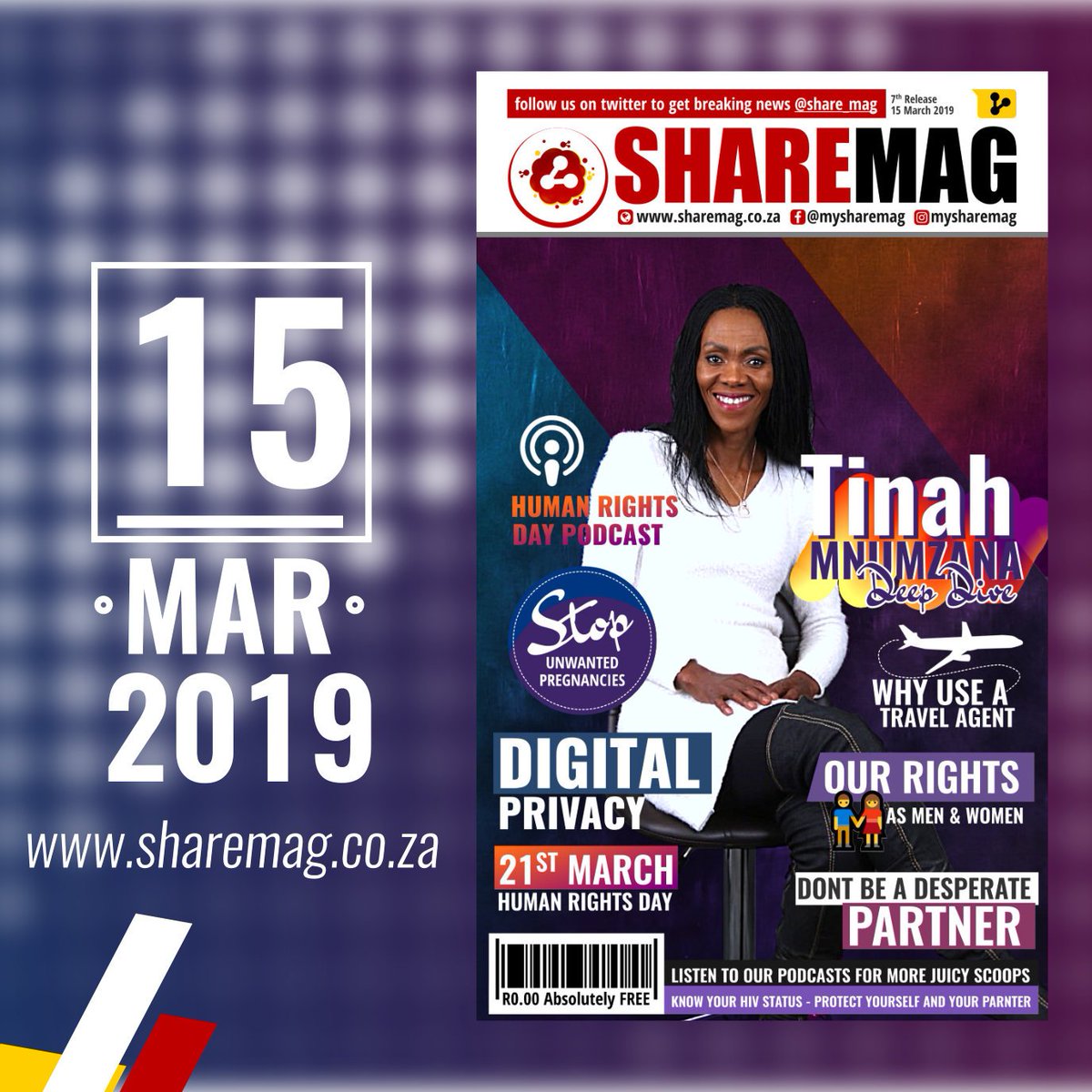 share_mag's tweet photo. Download our 7th release and read about Tinah Mnumzana from The River and much more
Download it here:
https://t.co/uOFTuzgFEq
#ShareMag #LoveitShareit https://t.co/HoCftT274K