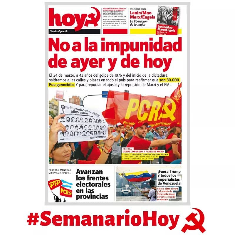 PcrQbv's tweet photo. #SemanarioHoy
El 24 de marzo, a 43 años del golpe de 1976 y del inicio de la dictadura, saldremos a las calles y plazas en todo el país para reafirmar que Son 30.000. Fue genocidio. Y para repudiar el ajuste y la represión de Macri y del FMI.
Ver completo: https://t.co/pAqI5sXtom https://t.co/zOwJL73qDf