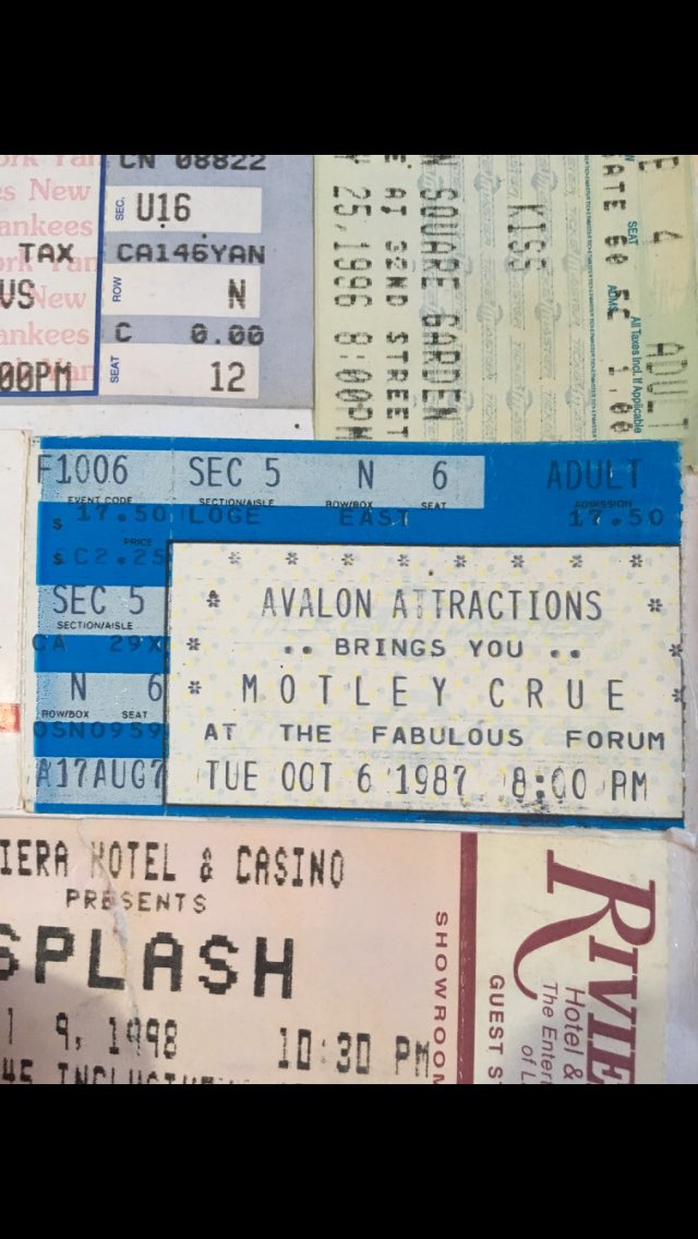 yannytime20's tweet photo. @MrTommyLand first Crue show was at the LA Forum and I still have my ticker stub.  $17.50 to see the Girls, Girls, Girls Tour https://t.co/hnegsx25Ip