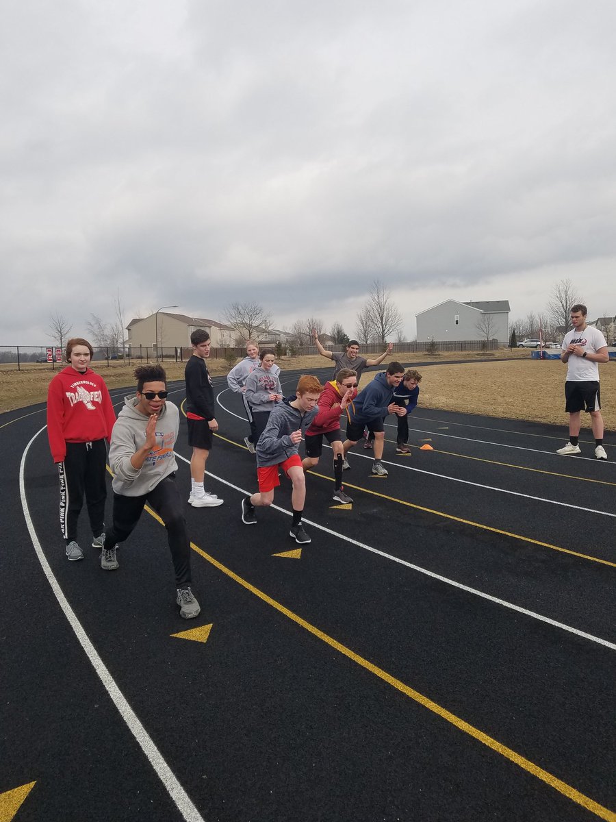 CoachSmith43's tweet photo. First outdoor meet tomorrow so today we went through our premeet practice ending with some accelerations off the curve. I think we are ready to compete! #chillynotcold #tracktice #foundationofsuccess https://t.co/xJGKvu2iX5