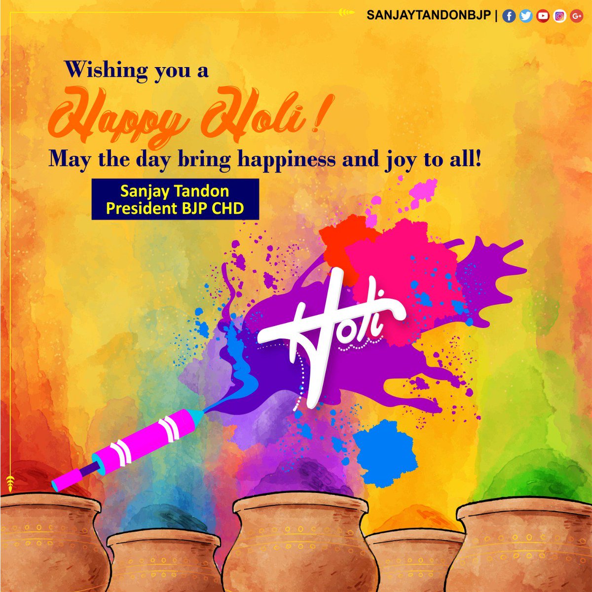 #Holi with Saffron &amp; Green! 
The biggest festival of Democracy is coming up. The Country is soon going to the polls. With the election fever adding fervor and enthusiasm, I urge everyone to play with natural colours and stay safe, while still having your share of fun.#HappyHoli