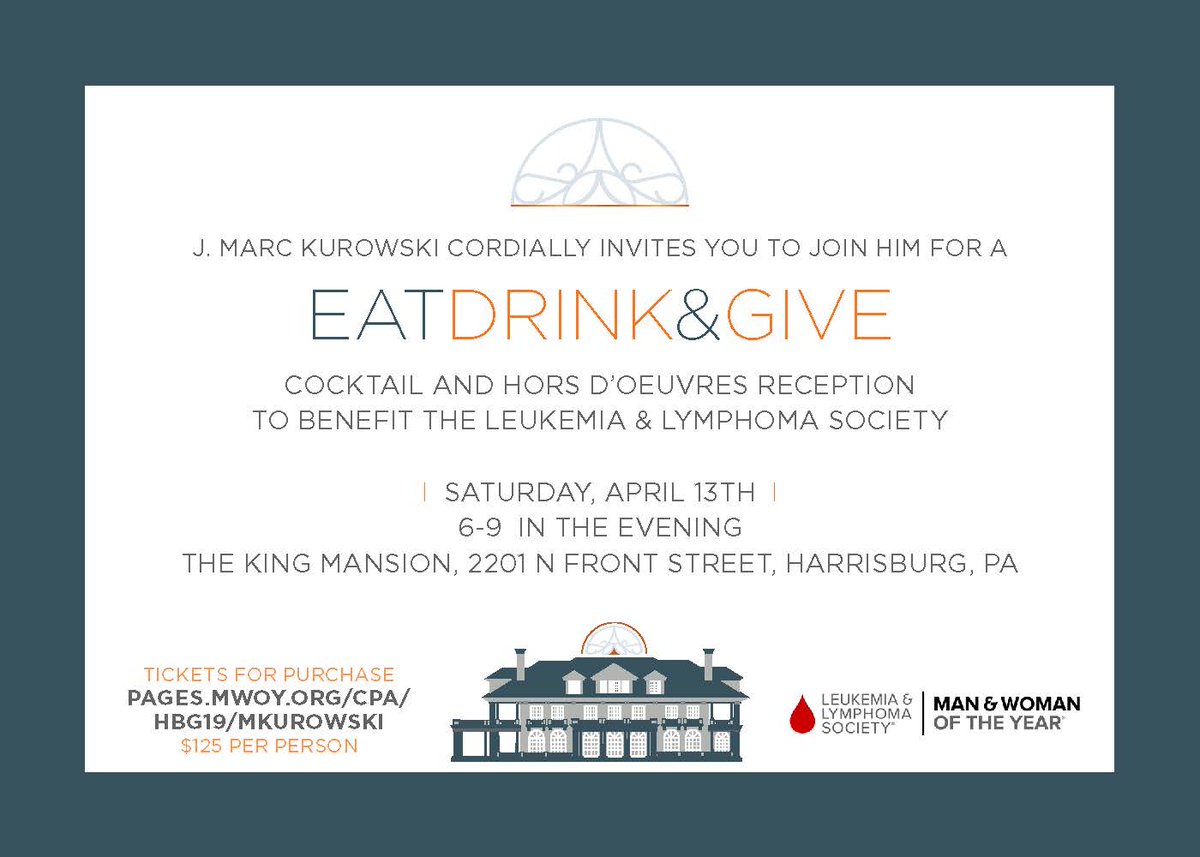 MarcKurowski's tweet photo. Fight cancer? CHECK. Enjoy cocktails on the balcony of a 1920's mansion overlooking the Susquehanna River? CHECK. Feel good about yourself for helping LLS? CHECK. Link in bio...buy event tix, donate, sponsor. Thank you!! https://t.co/GwxU7GrFuW