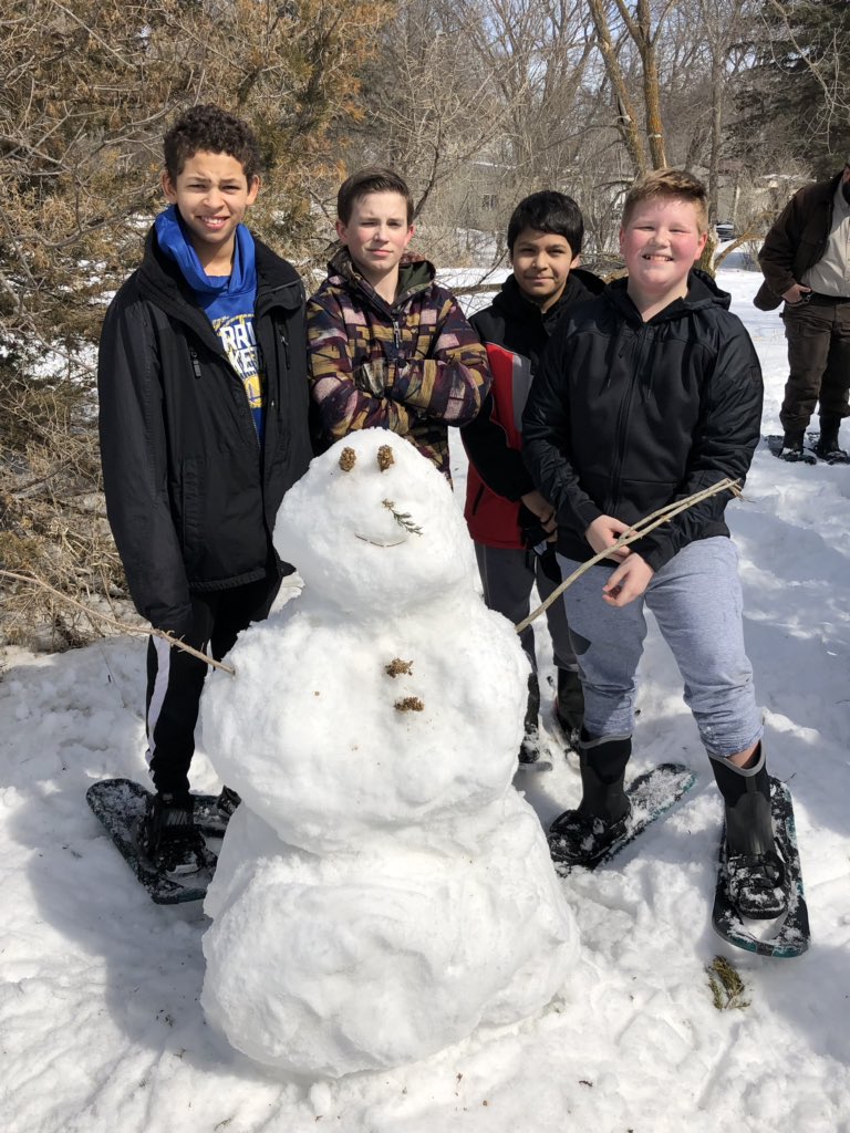 coachdossett's tweet photo. Snow shoeing and snowman-making fun at Lake Herman on Monday!  Local field trip😊 @MadisonMSNews @KochCotton @janke_mr #celebratemms https://t.co/xBv6St3XTy