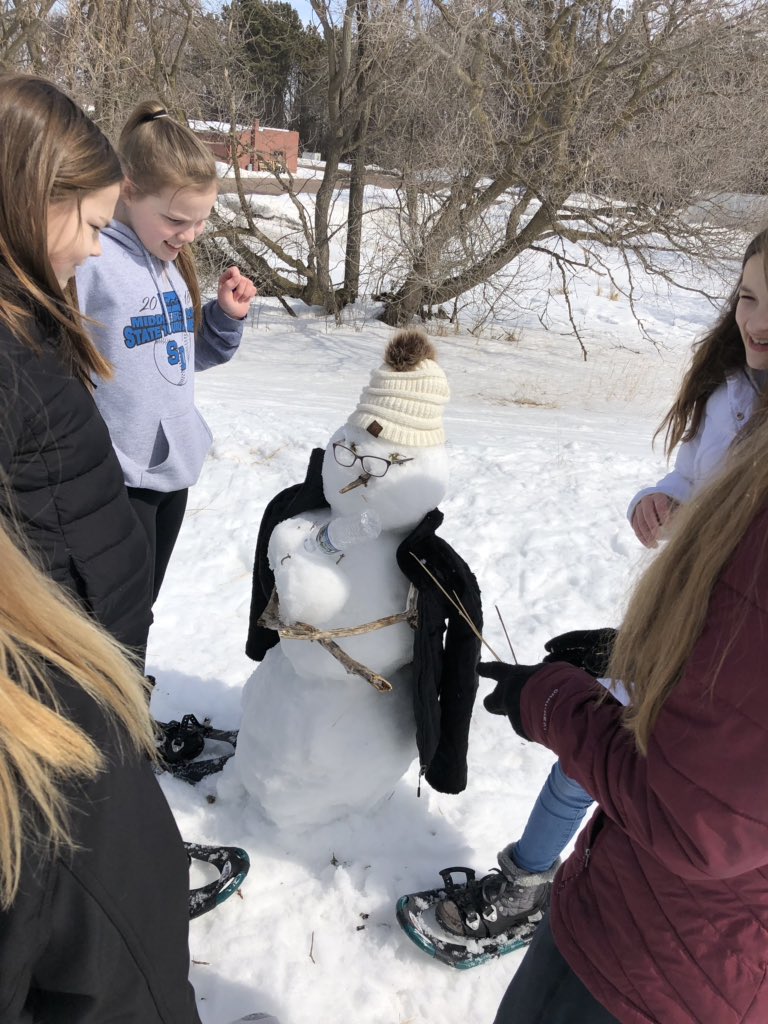 coachdossett's tweet photo. Snow shoeing and snowman-making fun at Lake Herman on Monday!  Local field trip😊 @MadisonMSNews @KochCotton @janke_mr #celebratemms https://t.co/xBv6St3XTy