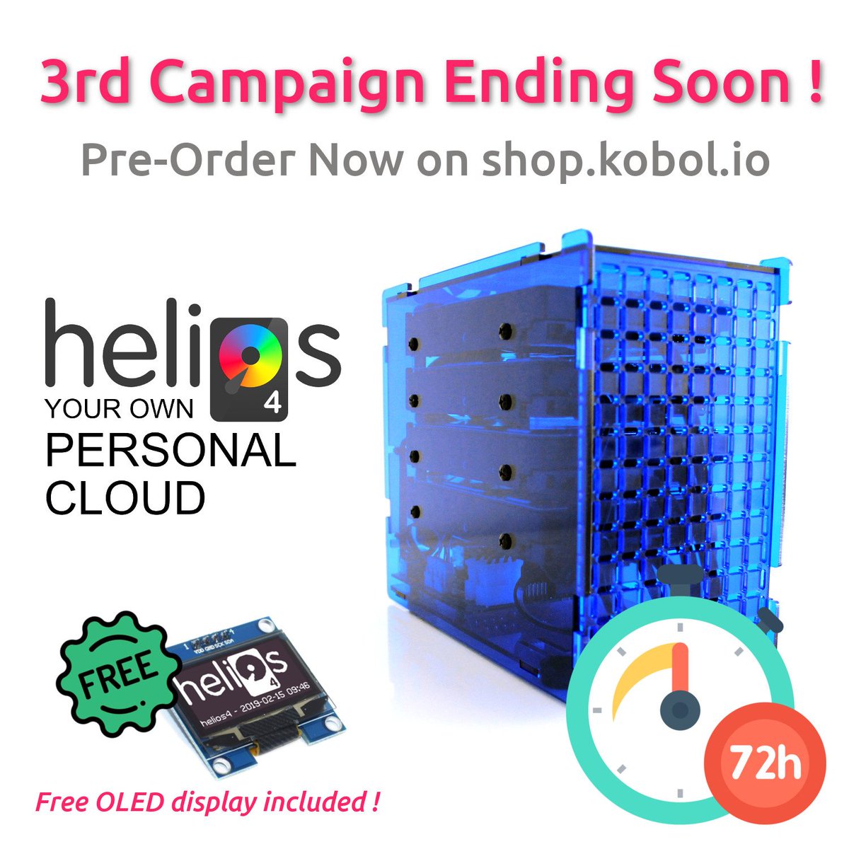 kobol_io's tweet photo. Last 72 hours to secure your #Helios4 units ! We extended the free OLED display to all orders :-) https://t.co/wIBnLvHVNO https://t.co/sapSyTrO4J