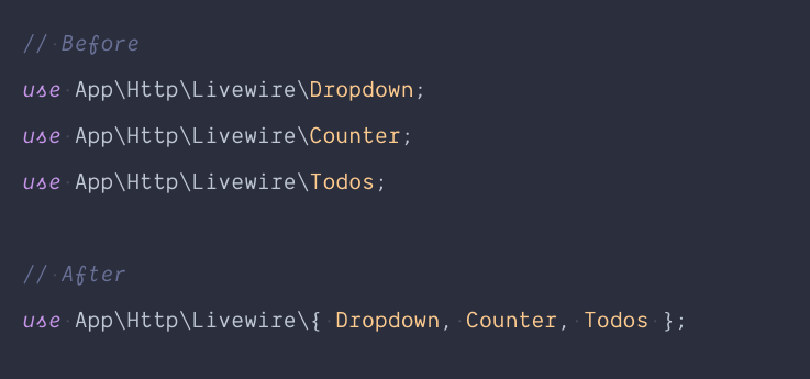 📁 Did you know PHP 7+ supports import groups? Check out this snazzy syntax 🤙
