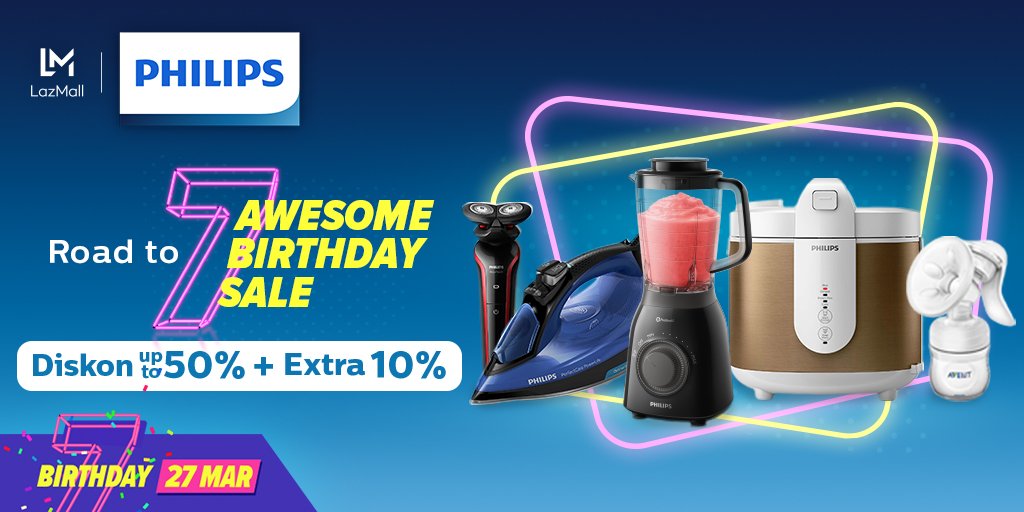 Bersiaplah untuk belanja promo terbesar Philips di Ulang Tahun Lazada (27 Maret), follow Philips LazMall dan nantikan kehebohan diskon seru hingga 50% + voucher 10% + exclusive bonus lainnya. Temukan produk favoritmu &amp; klik “Add to Cart” klik disini bit.ly/2ThBSsp
