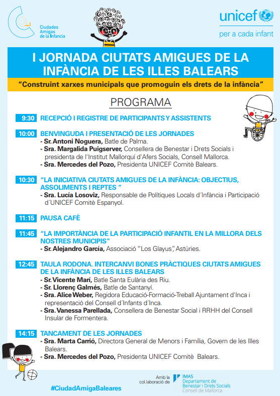 PalmaCiutatAmig's tweet photo. 1. Dissenyant polítiques públiques eficients 
2. Promovent la participacio infantil com a eina per al desenvolupament i generant ciutadania crítica
3. Impulsant aliances entre institucions per millorar la qualitat vida dels infants

#CiudadAmigaBaleares #CiutatAmigaBalears https://t.co/CEQFihWDO1