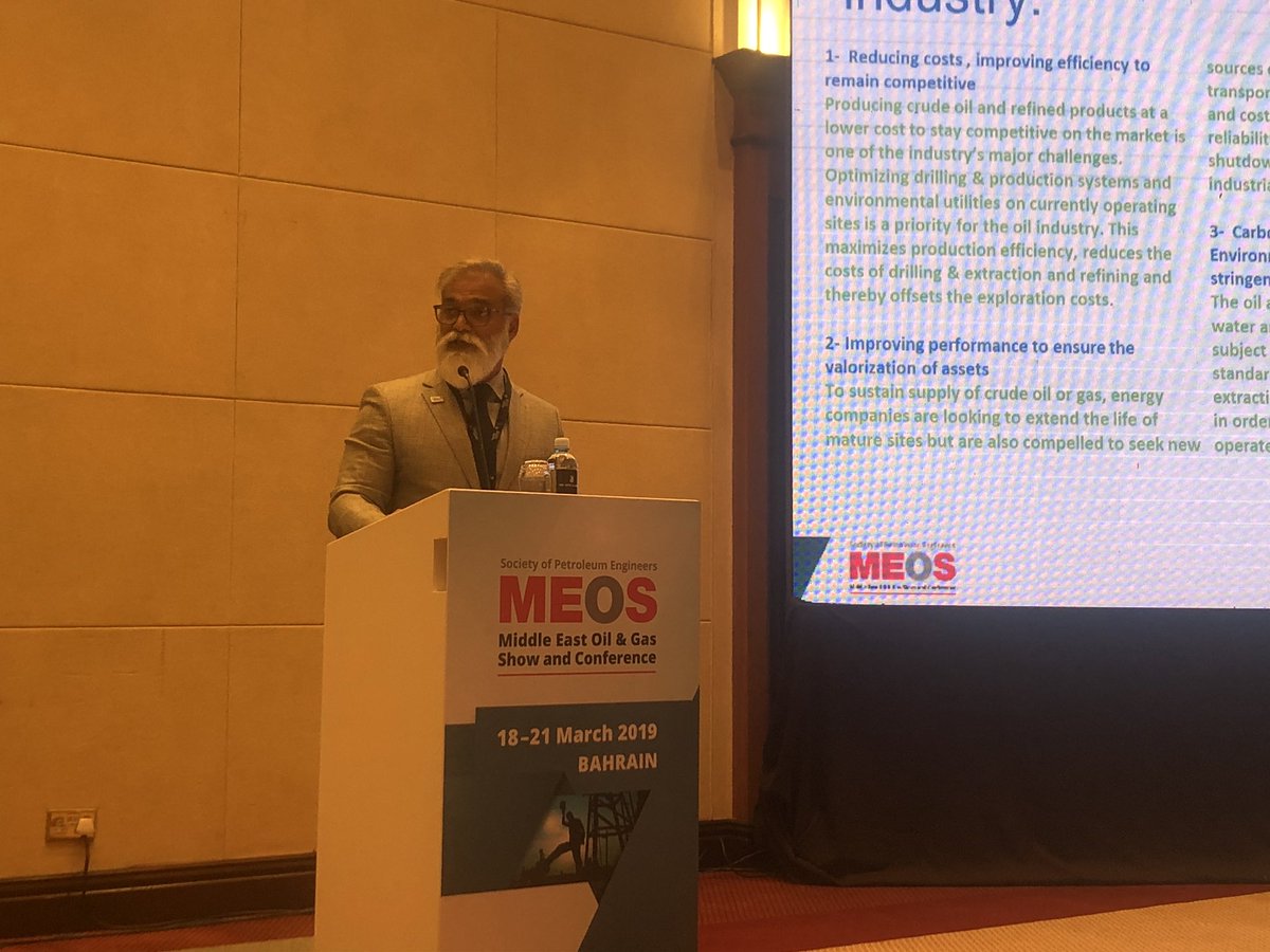 bakerhughes_ME's tweet photo. Dr. Imran Butt, Operations Director and Account Management for #SaudiArabia &amp; #Bahrain, #BHGE speaks at #MEOS2019 about increasing productivity &amp; efficiency of drilling, decreasing cost &amp; non-productive downtime and reducing carbon footprint. https://t.co/6vXCvDFo6Y