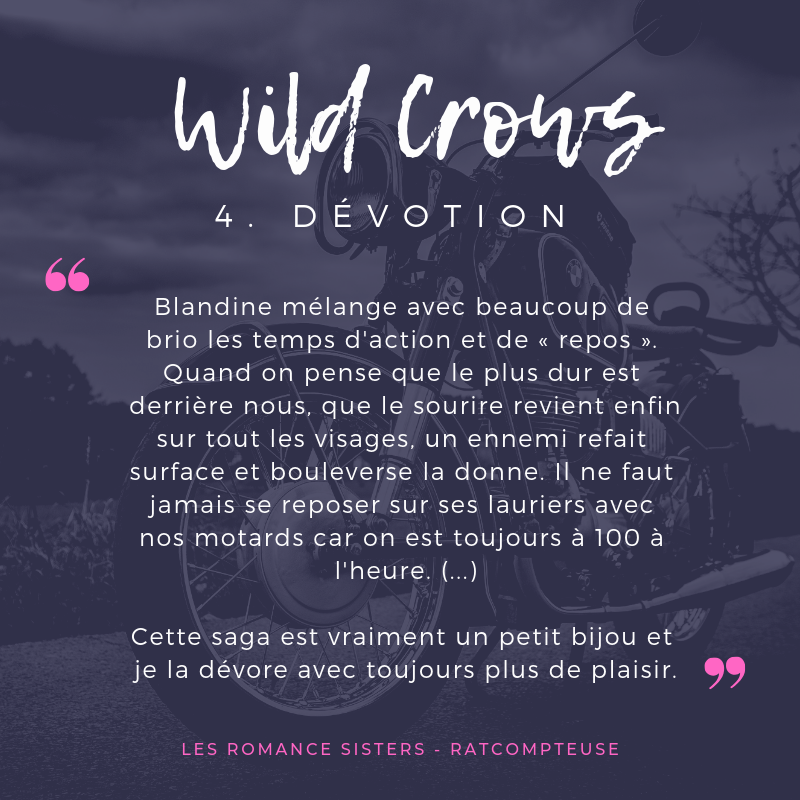 BlandinePMartin's tweet photo. Les Romance sisters continuent leur périple à Monty Valley ! #Ratcompteuse nous donne aujourd’hui son avis sur le tome 4 des Wild Crows, Dévotion.
Merci ! 💜
✦ La chronique : https://t.co/wFdS1aT1oE
#chroniquelecture #lectureterminée #wildcrows #dévotion #sagabikers #suspense https://t.co/EA0IAq8alx