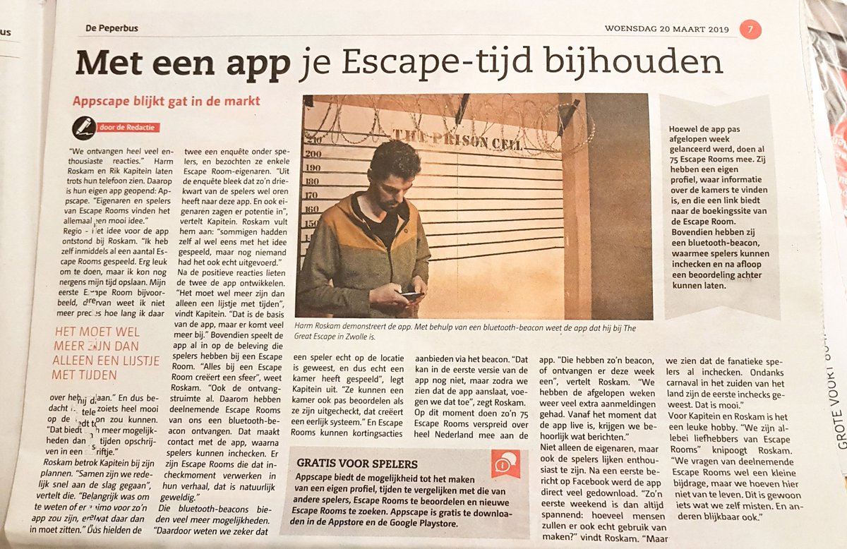 OCGZwolle's tweet photo. Een van onze leden, Harm Roskam staat deze week met een groot artikel in @depeperbus. Goed bezig Harm en veel succes met Appscape!
---
Wil je jullie bedrijf ook onder de aandacht op onze sociale media kanalen? Laat het ons weten. https://t.co/nO76ni4nMg