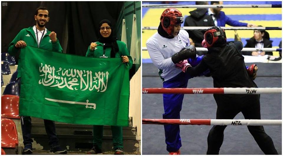 SAFuture_EN's tweet photo. #Saudi  wins first gold medal at #Kickboxing Championship in Jordan! #ZahraAlQurashi, the Saudi mixed martial arts fighter, took gold in the women’s 70 kg kickboxing category at the Open International Tournament for Clubs in Amman, after beating local competitor Heba Abdul Jalil https://t.co/QfwPaWxuQE