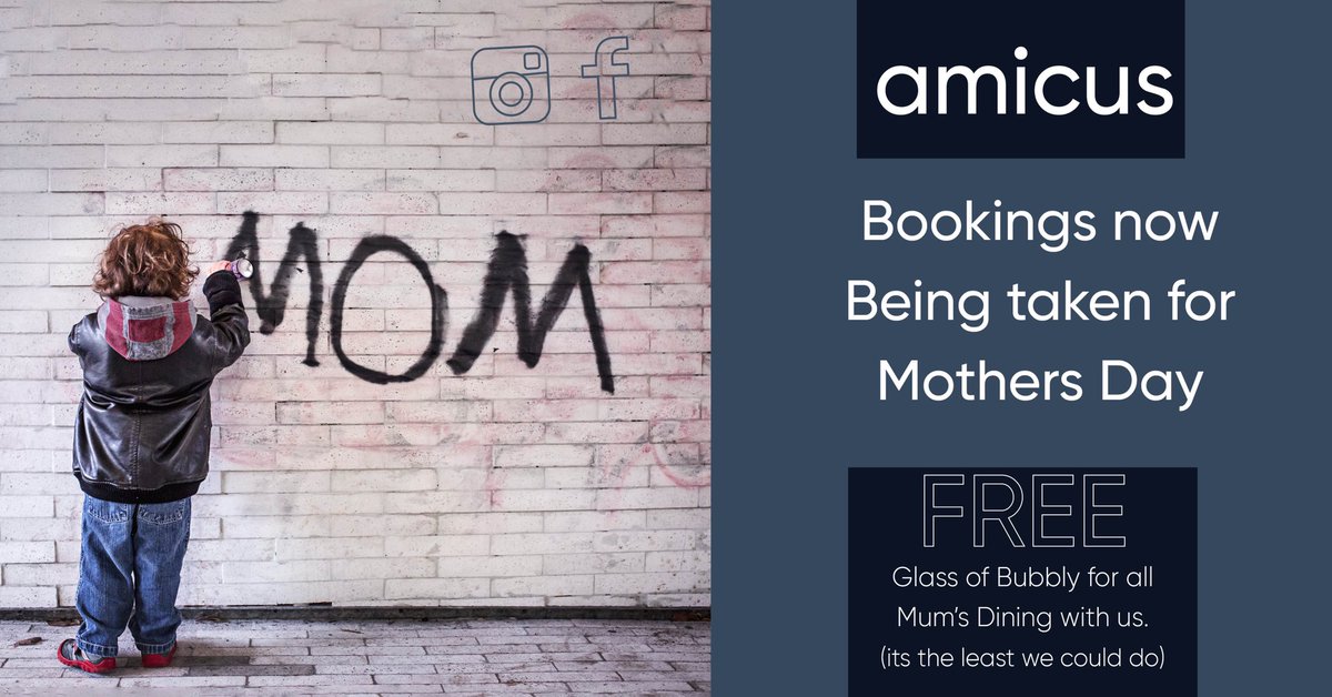 Now taking bookings for Mother’s Day. Complementary glass of bubbly for all Moms dining with us! #MothersDay #amicuscork