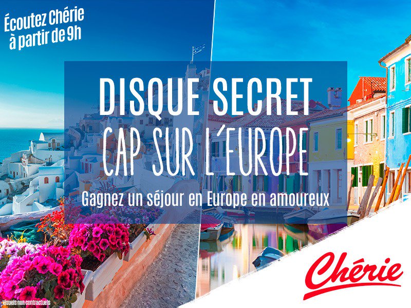 radiocheriefm's tweet photo. 👉 #JeuConcoursChérie 👈
Tous les matins, jouez au #DisqueSecret, et remportez un séjour en amoureux dans les plus belles villes d'Europe ! 😍
Vous préférez Londres ou Madrid ? ✨ https://t.co/UDIxA3f0tc
