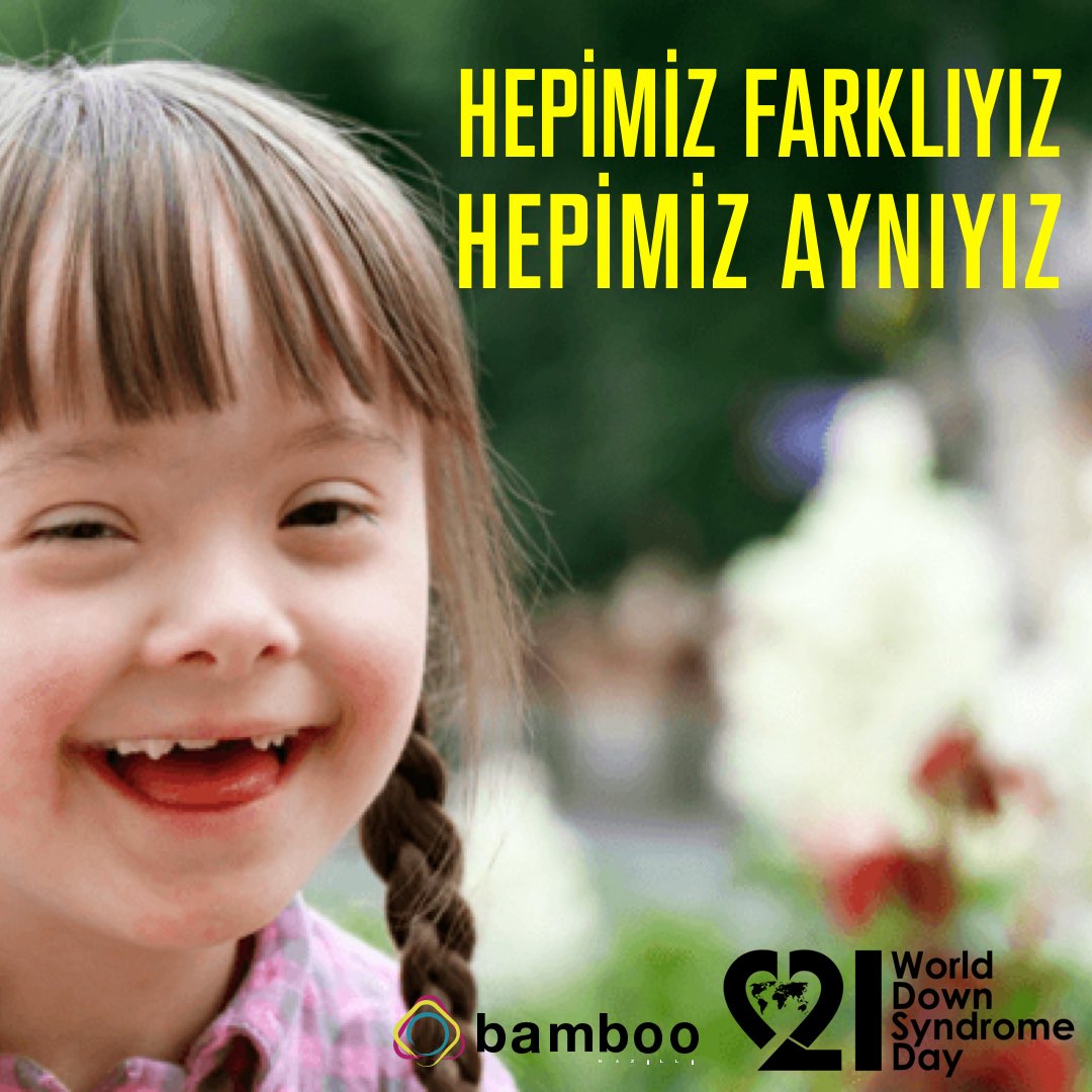 Bugün 21 Mart Dünya Down Sendromu Farkındalık Günü. Sizden yalnızca +1 fazla kromozoma sahip olan down sendromlu bireyler hasta olduklarını düşünmüyor. Sadece farklılar. Bizi birleştiren şey de zaten farklılıklarımız değil mi? 
#worlddownsyndromeday #downsendromu