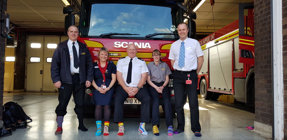 HumbersideFire's tweet photo. Supporting world down syndrome awareness day here at North Lincs, because differences are what makes us great #connectwithsox #lotsofsocks @NSConneXions #Community #NorthLincs #Scunthorpe #FireEngine #HumbersideFire https://t.co/FgdzjzJf9h