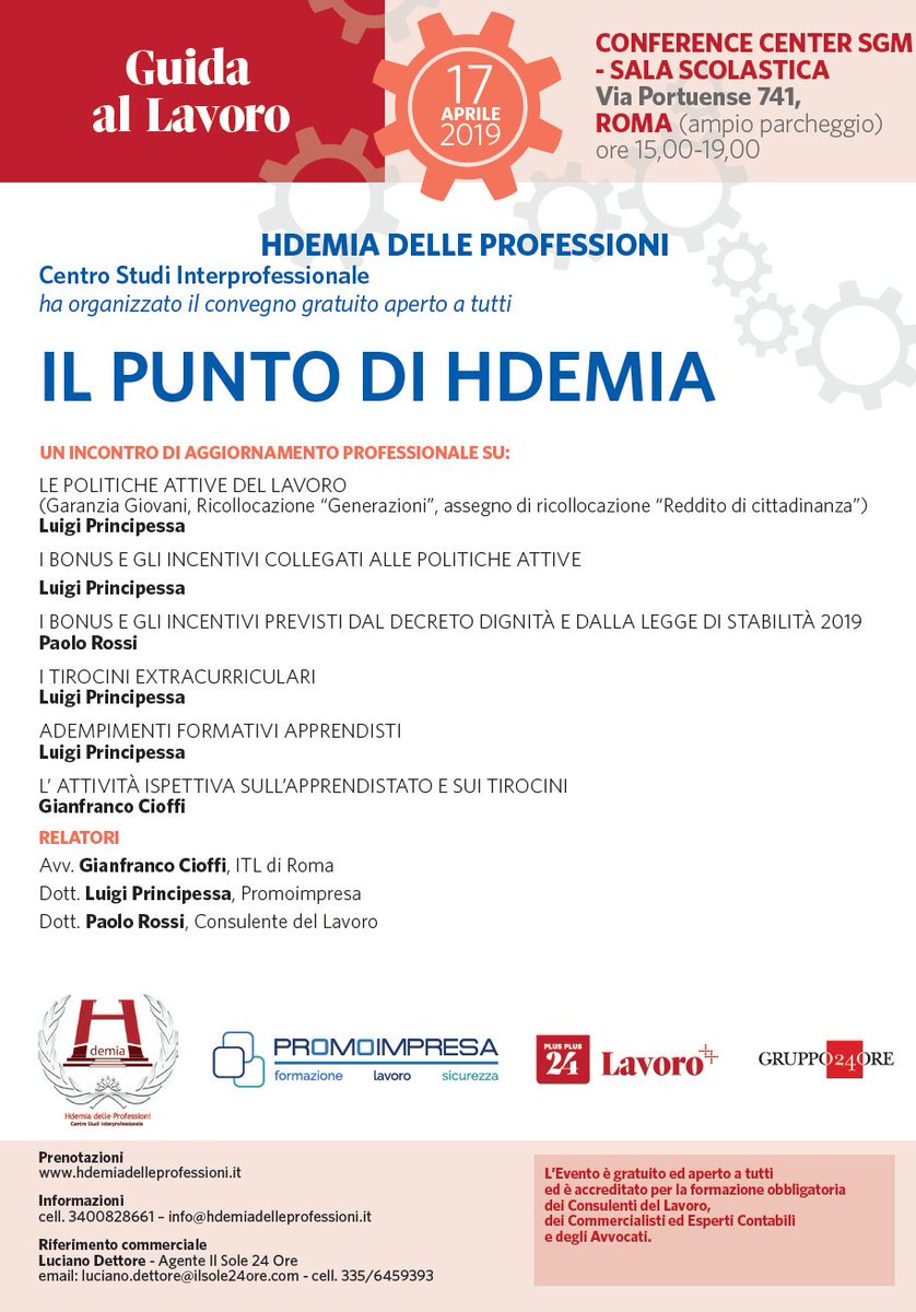 Dopo l'8 aprile con "Tutto Pensioni",  il 17 saremo nuovamente insieme in Hdemia delle Professioni per parlare di "politiche attive del lavoro".