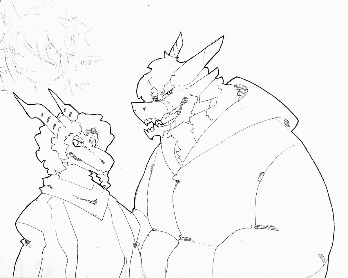 doodle of @Kamex_55 and @TheRetroSpecter 's characters woop #anthro #furryart 