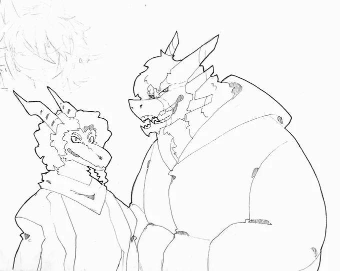 doodle of @Kamex_55 and @TheRetroSpecter 's characters woop #anthro #furryart 