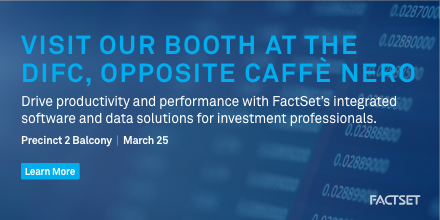 FactSet's tweet photo. Increase productivity and performance with our integrated software and data solutions for investment professionals. Stop by our booth on March 25 Precinct 2 Balcony, Opposite Caffè Nero. #FactSetPowerUp #DIFC  https://t.co/ZEU5P1GpBI https://t.co/lLsTw8IIsK