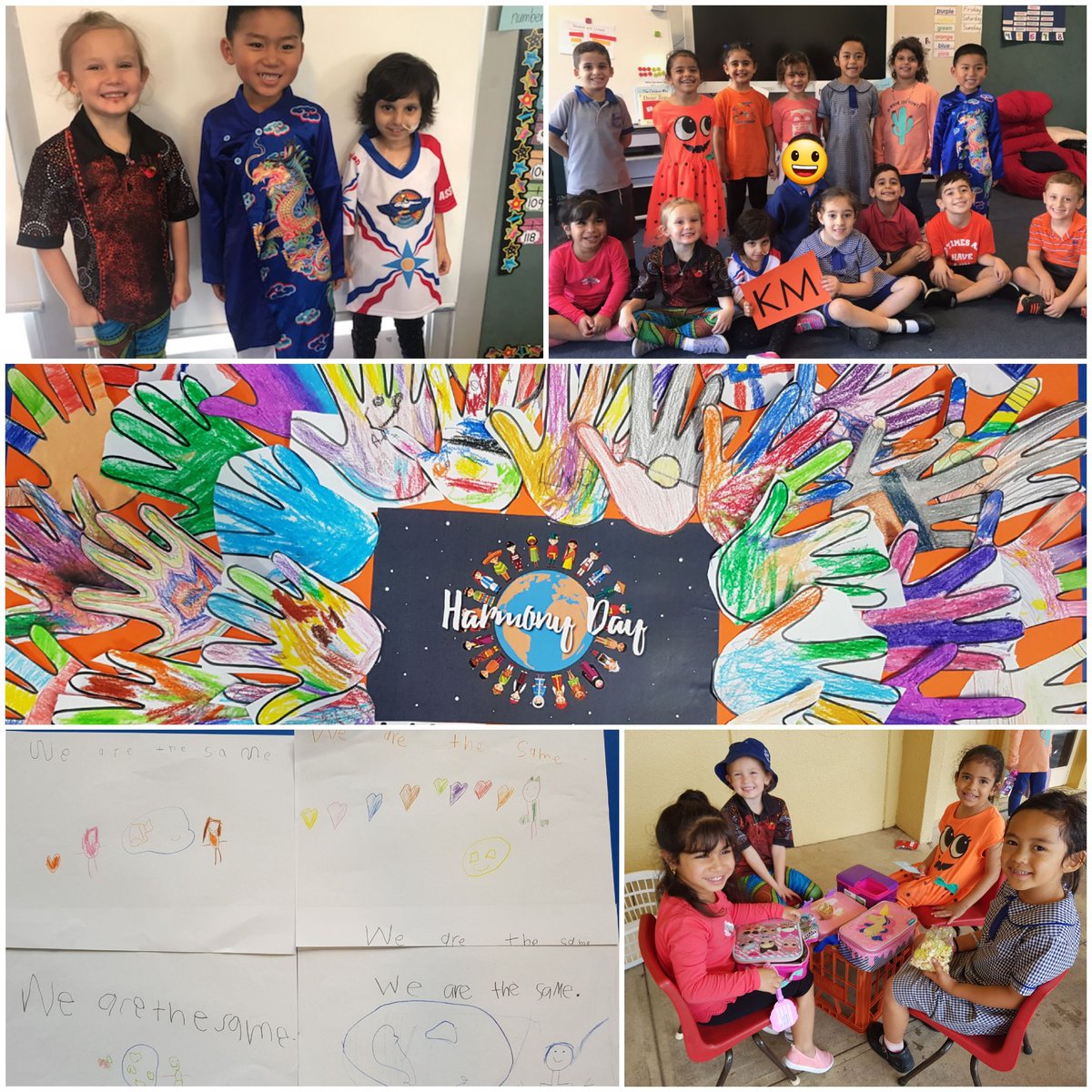 KM celebrating Harmony Day. It was the inspiration for our writing - "We are the same." #HarmonyDay <a href="/fairvaleps/">FairvalePS</a>