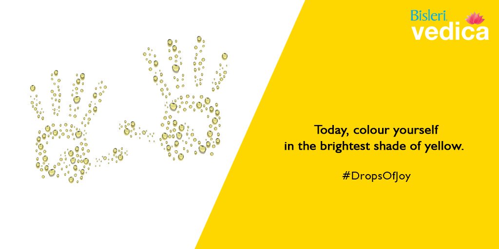 vedicaspring's tweet image. Your day will be painted happy in the many colours that are in the air. But in a crowd of reds, greens and blues, paint your day in a bright and cheery yellow. #HappyHoli #DropsOfJoy #BisleriVedica #NaturalSpringWater