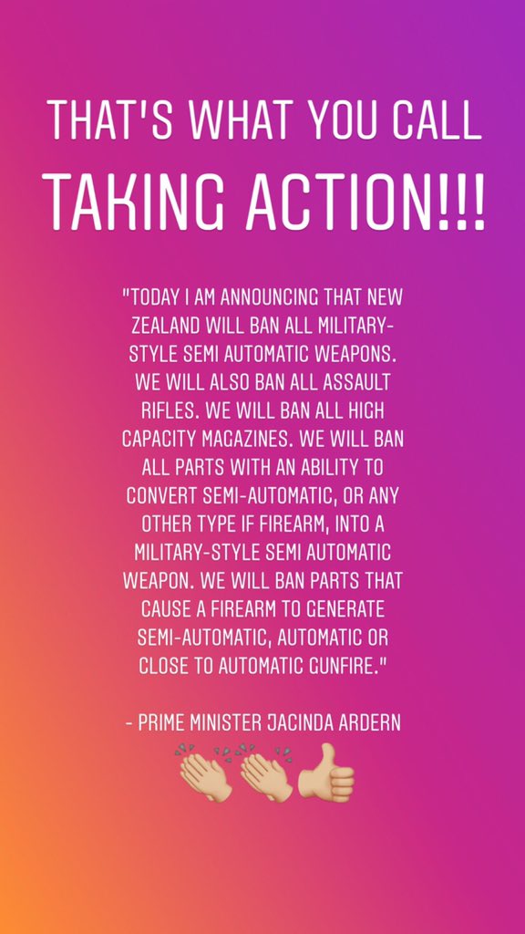 Now that’s taking action!! 👏🏼👏🏼👏🏼👏🏼Standing Ovation 👏🏼👏🏼👏🏼👏🏼 <a href="/jacindaardern/">Jacinda Ardern</a>