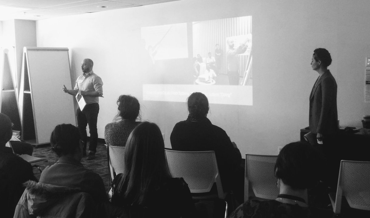 AlbertaCoLab's tweet image. Today I learned that humans in large organizations have a lot in common no matter where they live - and other insights about humanity &amp;amp; #systemicdesign from @KerenPerla1 &amp;amp; @BWellsch who shared their experience working with @CitraLabLK humans 👍 #CoLabAB