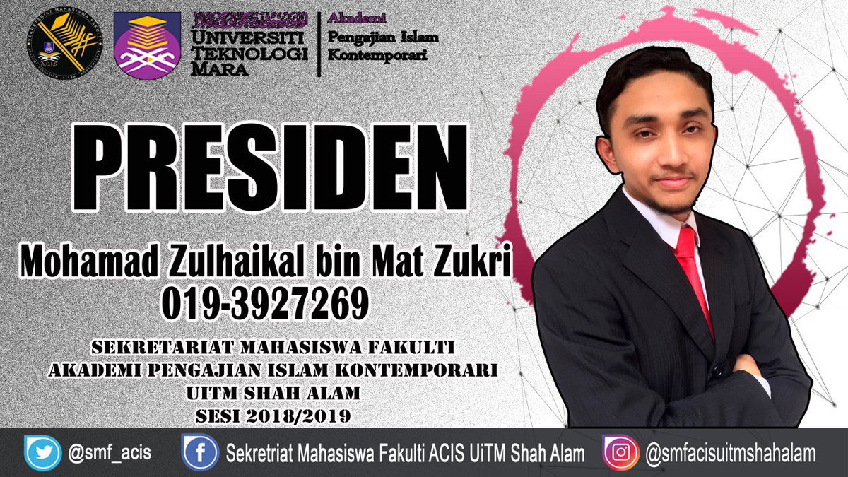 smf_acis's tweet photo. Ahli Majlis Tertinggi SMF ACIS 18/19
.
⚡ Presiden:
Mohamad Zulhaikal bin Mat Zukri . https://t.co/9hnddo2rPp