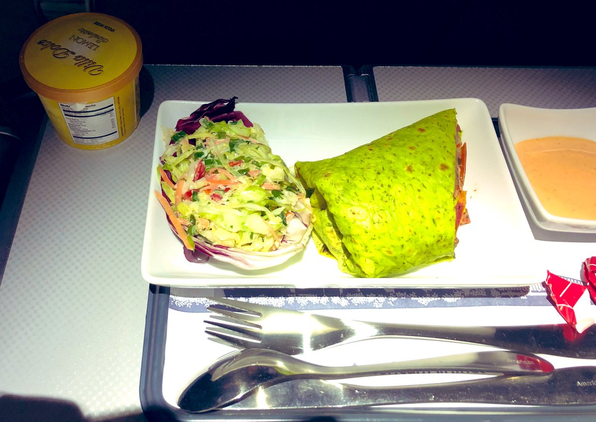 alternacations's tweet photo. Got that budget fancy from @AmericanAir Prem Econ and it was definitely worth it just for the automatic TSA Precheck and extra space in the seat and legroom. The food was hit and miss. Beef Stir Fry 2/5 Steak Wrap 4/5 #Fancyish #TokyoTravel #ItsYourWorld #Alternacations https://t.co/axhGXQkiw0