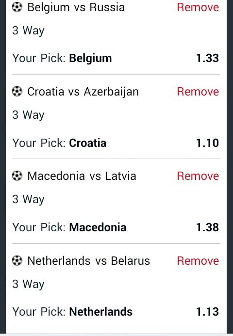 sternlyOG's tweet photo. ⚽Today's tripple your stake tips.
⚽Stake 500 and above all on Home win
⚽⚽⚽
Belgium vs Russia
Croatia vs Azerbsijan
Macedonia vs Latvia
Netherlands vs Belarus
England u21 vs Poland u21
#makeitcount
#Ogtips https://t.co/r9yWMdqySn