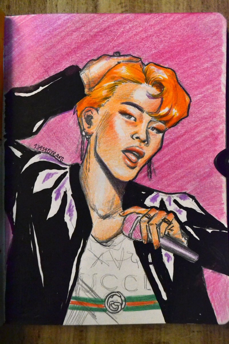 20190320 / day 79and today! yay! on track again. kinda. so, to ME Jimin's hair is orange. and this is just a way to ask the gods of hair dye to make it more orange. run kinda orange. oremos. (also... my style??? idk her!! what's going ooooon!!) @BTS_twt  #btsfanart